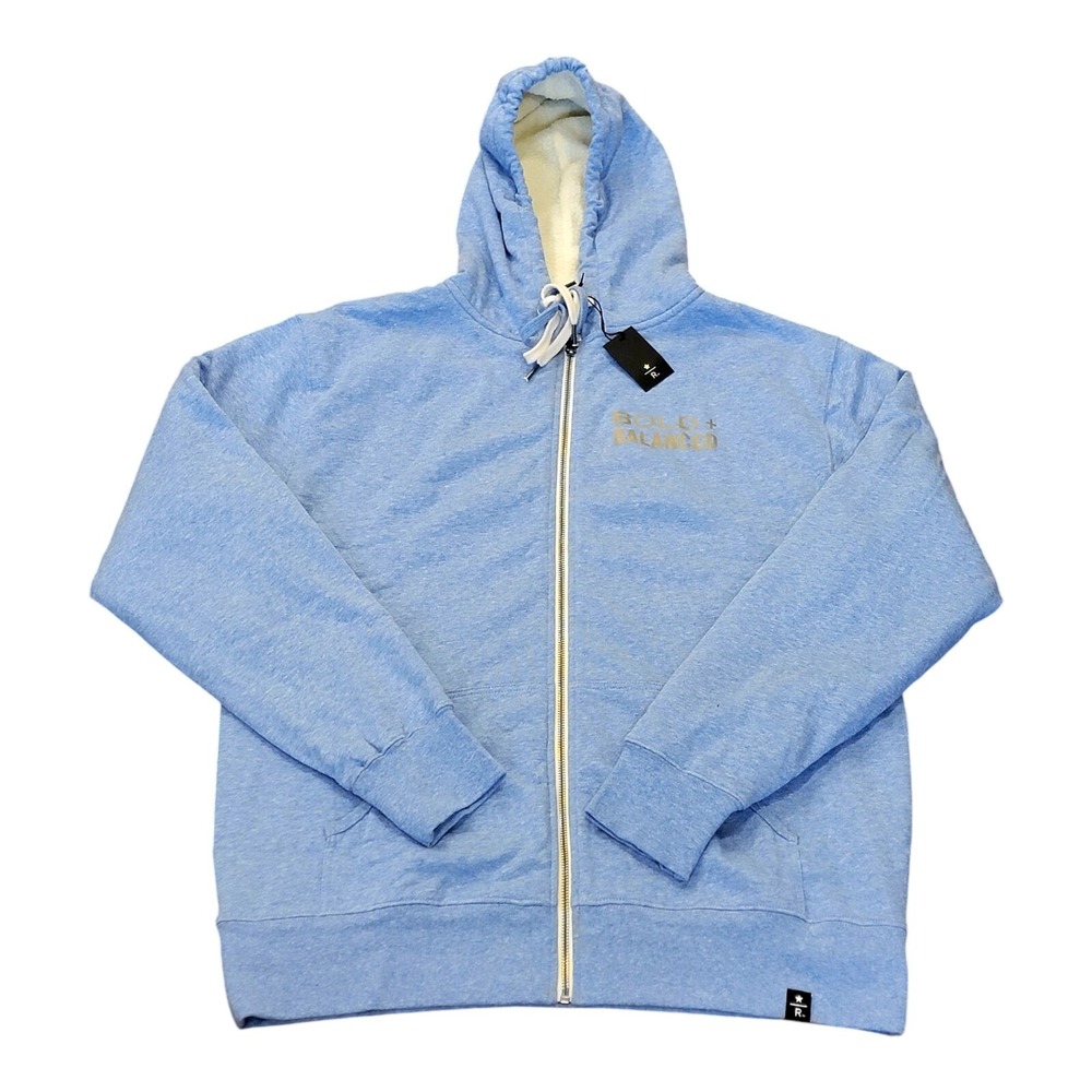 Starbucks Reserve Sherpa Hoodie Jacket Bold & Balanced Blue Zip Up NWT Large